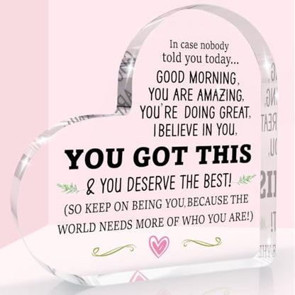 Inspirational Desk Sign Heart Shaped Acrylic Sign Decor - color: Inspirational Quote