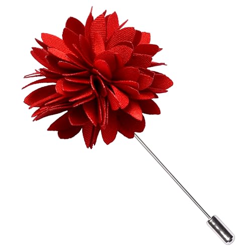 Branduce 3.15"（8cm） Mens Tie and Lapel Pin Solid Necktie Handkerchief Tie Clip Set for Men - color: Red