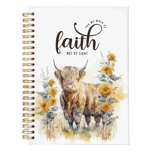 Bible Journal,Highland Cow Bible Notebook for Women,Cow Note Book - color: Faith
