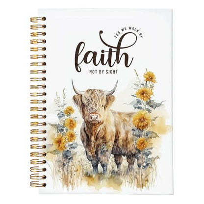 Bible Journal,Highland Cow Bible Notebook for Women,Cow Note Book - color: Faith