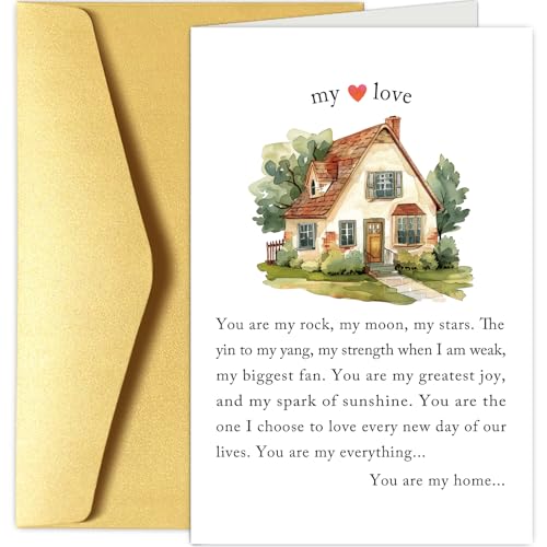 Chenive Wedding Anniversary Card for Husband Wife, Heartfelt Anniversary Card for Him Her, Sweet Valentines Day Cards Gifts for Men Women, My Love Poem Cards, You Are My Home - color: My Love Poem