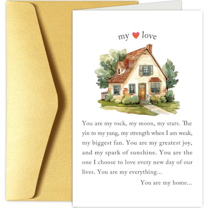 Chenive Wedding Anniversary Card for Husband Wife, Heartfelt Anniversary Card for Him Her, Sweet Valentines Day Cards Gifts for Men Women, My Love Poem Cards, You Are My Home - color: My Love Poem