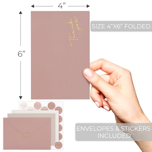 ZICOTO Beautiful Thank You Cards Set of 30 With Envelopes and Stickers - color: Pink