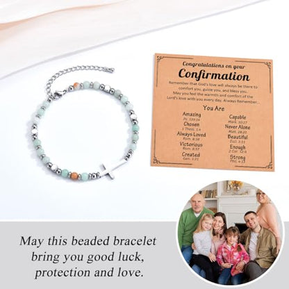Christian Cross Bracelet for Girls Women, Easter Basket Stuffers - color: Confirmation
