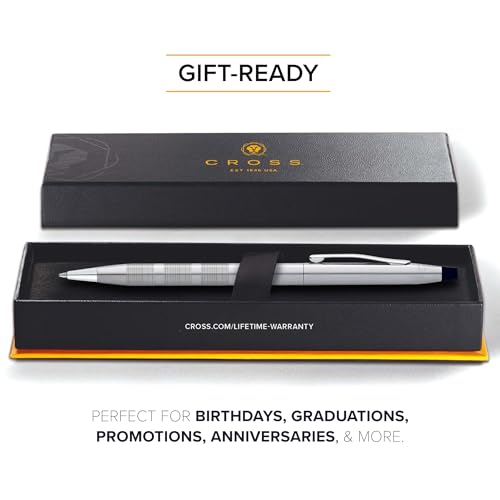 Cross Classic Century Diamond Cut Satin Ballpoint Pen, Black Ink - color: Brushed Chrome