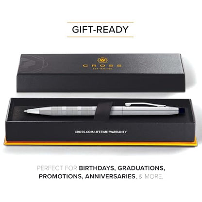 Cross Classic Century Diamond Cut Satin Ballpoint Pen, Black Ink - color: Brushed Chrome