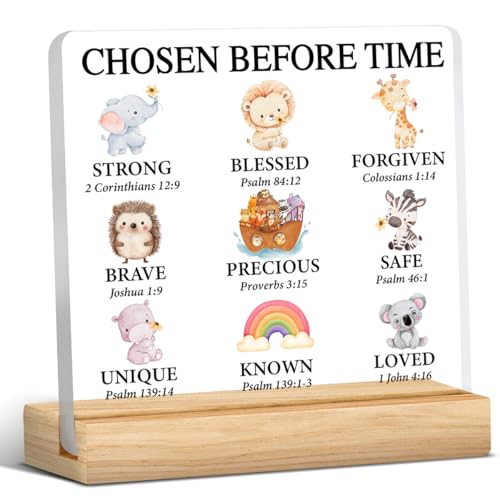 Baptism Gift Nursery Decor Bible Verse Acrylic Desk Sign - color: M60A17