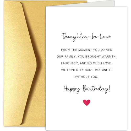 Daughter in Law Birthday Card Gift, Heartfelt Birthday Card for Daughter in Law, Daughters-in-Law Bday Gift from Father-in-Laws Mother-in-Laws - color: Daughter in Law Birthday