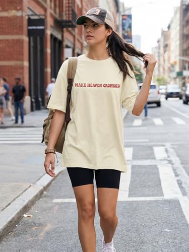 Christian Shirts for Women Faith Over Fear Oversized Graphic Tees - color: Apricot, size: Medium