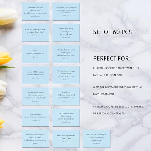 Bible Verse Cards, 60 Scripture Cards with Bible Verses - color: Light Blue
