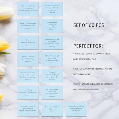 Bible Verse Cards, 60 Scripture Cards with Bible Verses - color: Light Blue