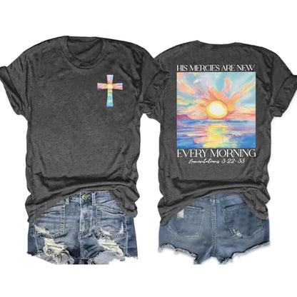Christian Shirts for Women Bible Verse Shirt Jesus Faith T-Shirt Inspirational Religious Gift Tee Tops - color: Darkgrey, size: Large