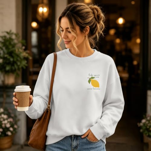 BINTEHGS Christian Sweatshirts For Women My Jesus Making Lemonade Graphic Faith Crewneck Pullover Religious Long Sleeve Shirt - color: White, size: XX-Large