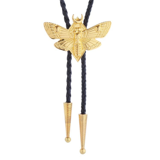 Western Cowboy Bolo tie for Men Women Gold Silver Death Skull Moth Cross Bolo Tie Christmas Deer Rooster Wolf Necktie Gift - color: 2# Gold Skull