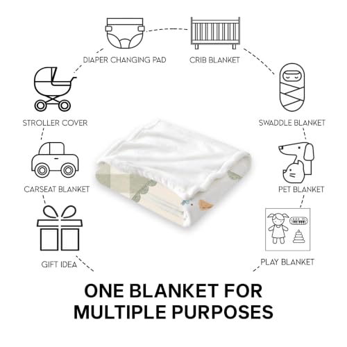 Personalized Goose Baby Blanket, Sage Gingham Nursery Throw Gift - color: #Ver9