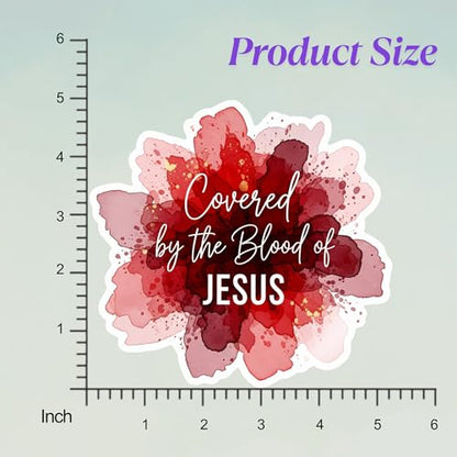 Covered by The Blood of Jesus Sticker Vinyl 5 inches, Christian Christ Religion, Bumper Sticker Decal, Jesus car Window Decal, Waterproof Vinyl Decals for Car, Laptops, Windows etc