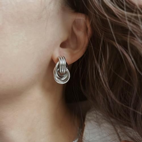 14K Gold Earring Cross Waterdrop Butterfly Heart Knot Earrings for Women Gold Silver Cross Leverback Drop Gold Silver Teardrop Hoop Dangle Earring White Gold Dangle Drop Earring - color: Silver-Statement Knot Dangle Earring