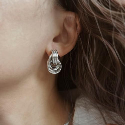 14K Gold Earring Cross Waterdrop Butterfly Heart Knot Earrings for Women Gold Silver Cross Leverback Drop Gold Silver Teardrop Hoop Dangle Earring White Gold Dangle Drop Earring - color: Silver-Statement Knot Dangle Earring