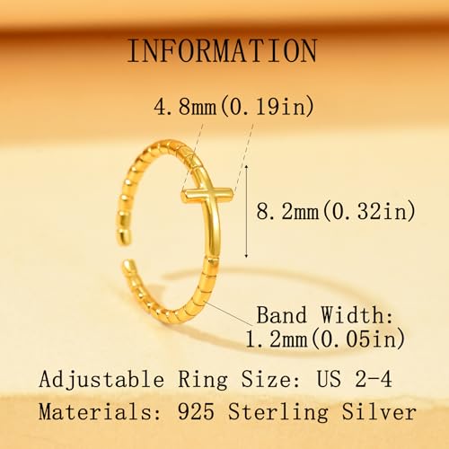 925 Sterling Silver Toe Ring for Women Adjustable Cross Toe Rings - color: Gold