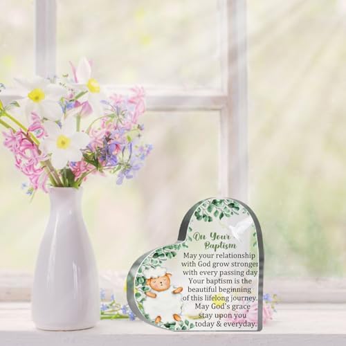Baptism Gifts for Newborn, First Communion Gift for Girl Boys, Religious Christening Confirmation Inspirational Sign, Birthday Holy communion Keepsake for Granddaughter Grandson - style: Baptism Sign 029