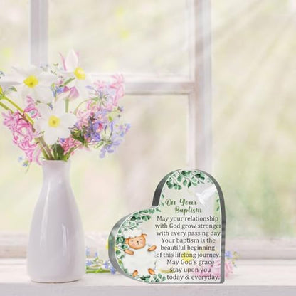 Baptism Gifts for Newborn, First Communion Gift for Girl Boys, Religious Christening Confirmation Inspirational Sign, Birthday Holy communion Keepsake for Granddaughter Grandson - style: Baptism Sign 029