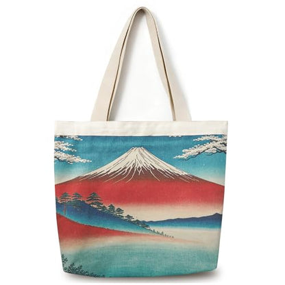 Large Tote Shopping Bag Cotton Canvas-Reusable grocery Bag with Zipper Aesthetic Reusable Shoulder Bag - style: Style-f