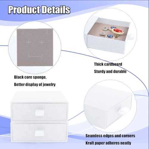 Jewelry Gift Box, 12-Pack Necklace Gift Box Drawer Jewelry Box Bangle Necklace Case For Earrings & Rings, Stylish Necklace Bracelet Organizer, 3.5 x 3.5 x 1.25 Inches (White) - color: White
