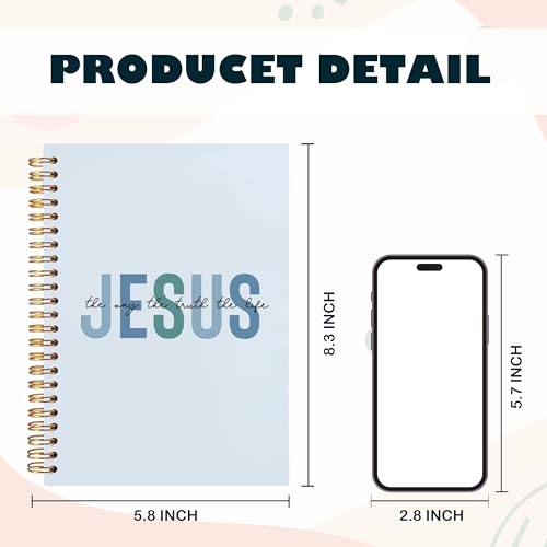 Boho Christian Notebook Journal, Christian Gifts for Women, Bible Notebooks for Note Taking, Bible Journaling Notebook, Jesus the Way the Truth the Life Hardcover Spiral Notebook 5.5x8.3 blue - color: white Bible-monotonous jesus blue