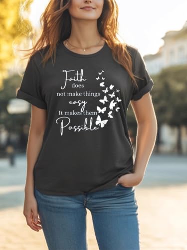 Christian Jesus Faith T Shirts for Women - color: Gray5, size: Medium