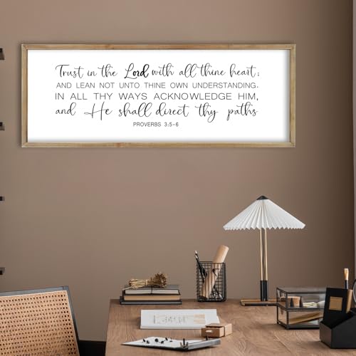FZMHASLWW Christian Wall Art Proverbs 3:5-6, 32"×12", Wood - color: Proverbs 3:5-6 (Wood), size: 32"L x 12"W
