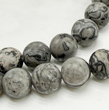 Elegant 8mm Jasper Map Agate Handmade Tasbih – Gemstone Muslim Prayer Beads, Metal Tassel with Special Case | Islamic Gifts for Dhikr, Namaz, Meditation - size: 99 Beads