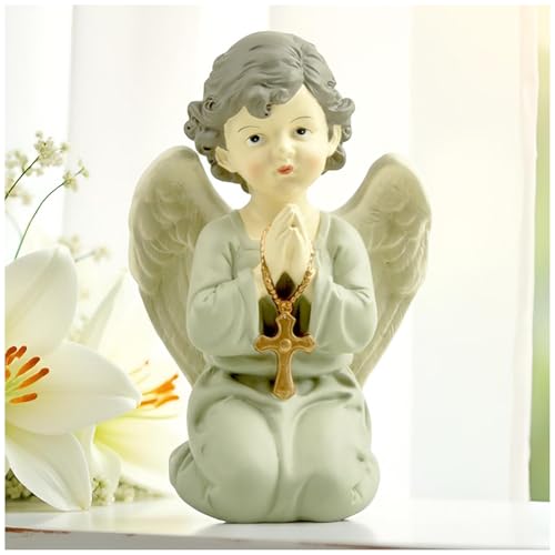 Praying Angel Figurine with Cross, Kneeling Angel Statue, 5.32 Inch - color: Kneeling Angel With Cross