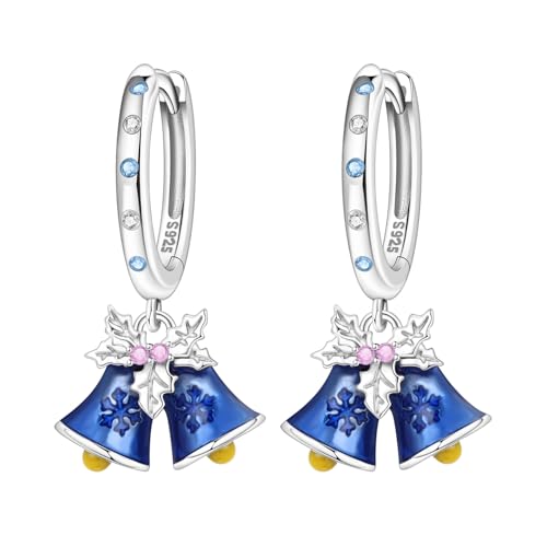 925 Sterling Silver Drop & Dangle Earrings for Women,Butterfly Dragonfly and Bee|Flower and leaf Earrings, Suitable for Sensitive Ears Fashion Jewelry Gift- Hypoallergenic Earrings - color: Blue Bell