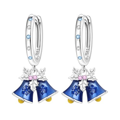 925 Sterling Silver Drop & Dangle Earrings for Women,Butterfly Dragonfly and Bee|Flower and leaf Earrings, Suitable for Sensitive Ears Fashion Jewelry Gift- Hypoallergenic Earrings - color: Blue Bell