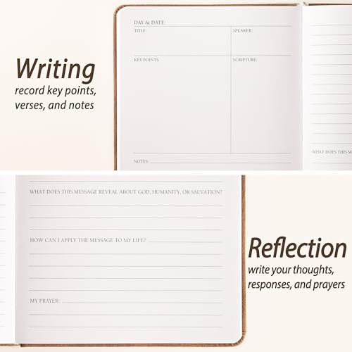 Church Notes Journal with Pen & Gift Box, A5 Sermon Notes Notebook - color: Brown