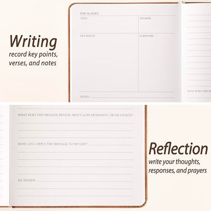 Church Notes Journal with Pen & Gift Box, A5 Sermon Notes Notebook - color: Brown