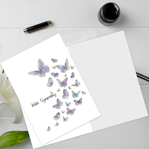 Sympathy Card with Butterflies – Elegant Condolence Card for Loss of Loved One, Minimalist Bereavement Card, Comforting Memorial Card for Grief Support - style: Card-244