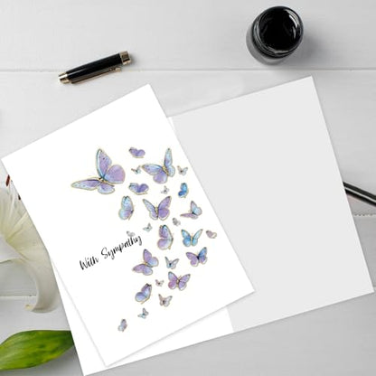 Sympathy Card with Butterflies – Elegant Condolence Card for Loss of Loved One, Minimalist Bereavement Card, Comforting Memorial Card for Grief Support - style: Card-244