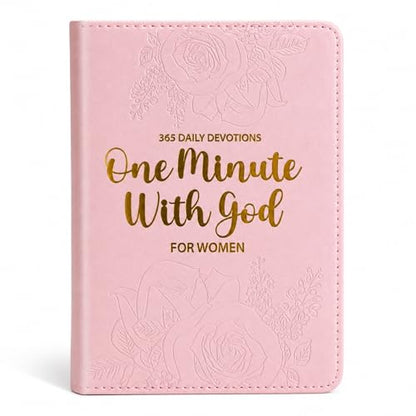 One Minute With God for Women, One Minute Daily Devotional Prayers & Reflections, Christian Prayer Journal with 365 Bible Verses, Pink Hardcover Gift for Mom, Wife, Daughter