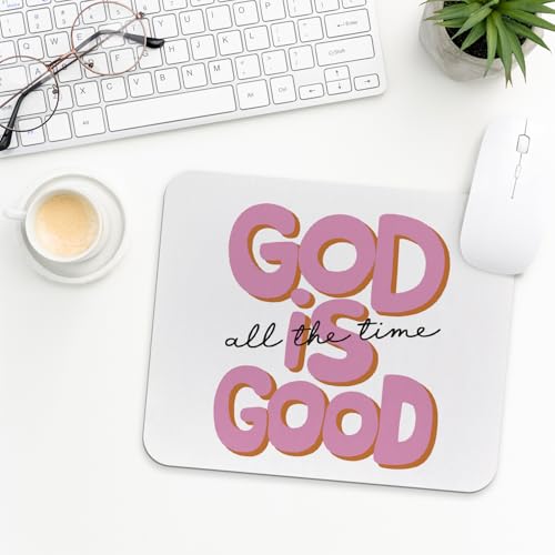 Pink Christian Mouse Pad, Christian Gifts for Women, God is Good All the Time Bible Verse Mouse Pads Mousepad for Girls Room Bedroom Dorm Desk Computers Laptop Accessories, 9.5x7.9 in - color: Pink-01