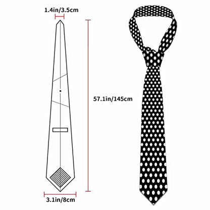 Love Red Heart Men's Tie Romantic Valentines Day Men's Necktie Ties for Mens Daily Wedding Party Business - color: White Black Polka Dot