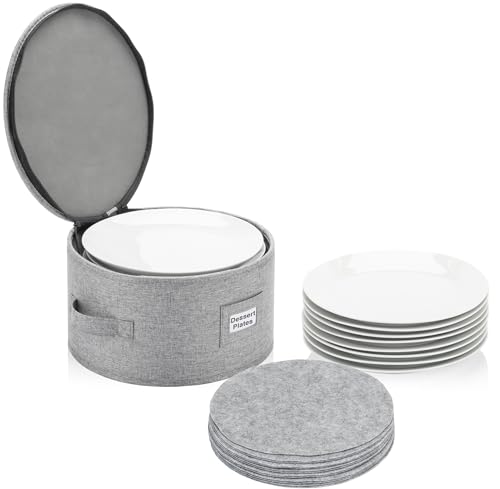 China Storage Case for Bowls or Dessert Plates - Fit plates up to 8" W - Includes 12 Felt Dividers - Hard Shell and Stackable with Fully Padded Interior - style: Dessert Plate Case