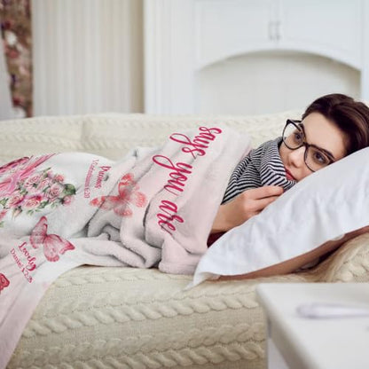 Christian Gifts for Women Faith God Says I Am Butterfly Blanket 50"x60" - color: God Says - Butterfly 02, size: 50"x60"