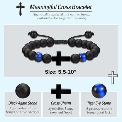 EFVISD Cross Bracelet for Boys Kids Mens Son Grandson Nephew Brother - color: Nephew