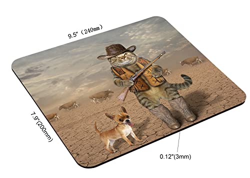 Rectangle Mouse Pad Funny Cat, Cowboy Cat and His Dog Premium-Textured Custom Mouse Mat Design,Washable Mousepads Non-Slip Rubber Base Computer Mousepad Personalized for Wireless Mouse - color: TSP161