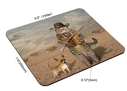 Rectangle Mouse Pad Funny Cat, Cowboy Cat and His Dog Premium-Textured Custom Mouse Mat Design,Washable Mousepads Non-Slip Rubber Base Computer Mousepad Personalized for Wireless Mouse - color: TSP161