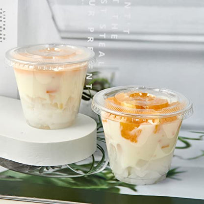 Lilymicky 200 PACK 9 oz Clear Plastic Cups with Flat Lids - color: Flat Lids-9 oz