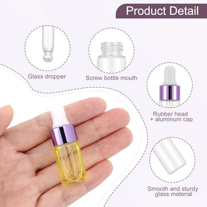 Kesell 15 Pack 3ml Glass Dropper Bottles - color: Purple
