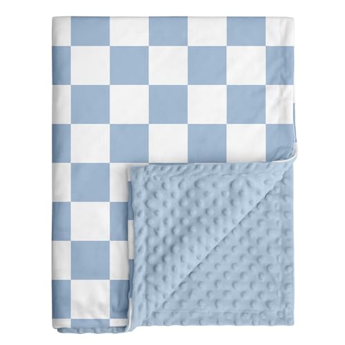 Fleece Baby Blankets for Girls & Boys, Infant Toddler Blanket - color: Checkered Blue