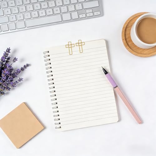 50pcs Gold Heart Cross Paper Clips, Cross Paper Clips Jesus Bible Bookmark Book Reading & Journaling Supplies for Easter Egg Stuffing Christian Present